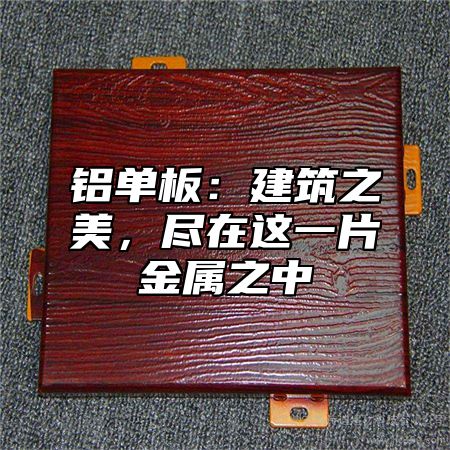 铝单板：建筑之美，尽在这一片金属之中